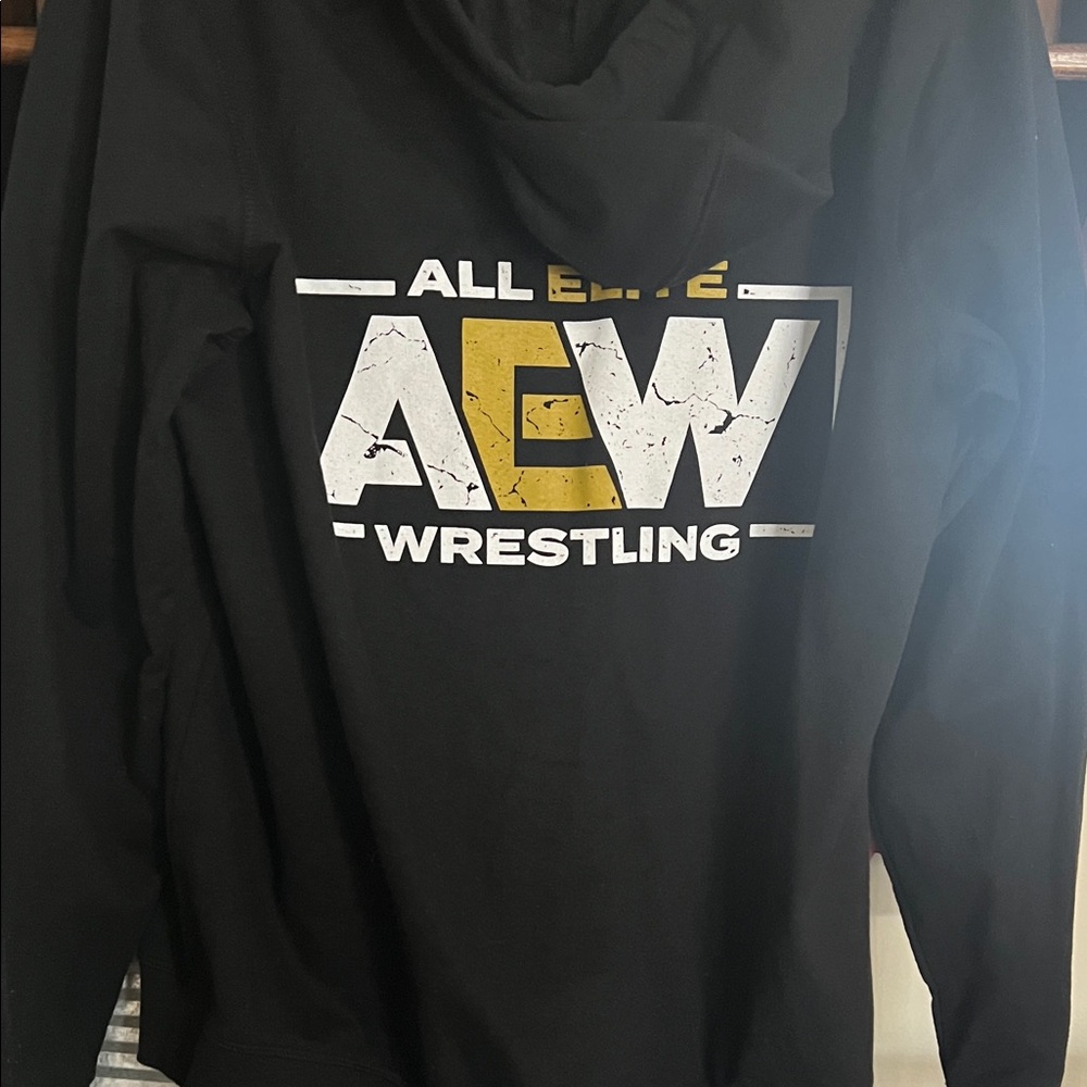 AEW Black Zip-Up Hoodie Size XL - Picture 3 of 4